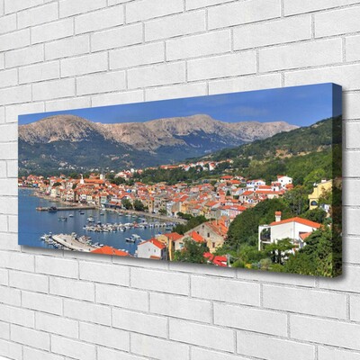 Canvas print City mountain sea landscape multi