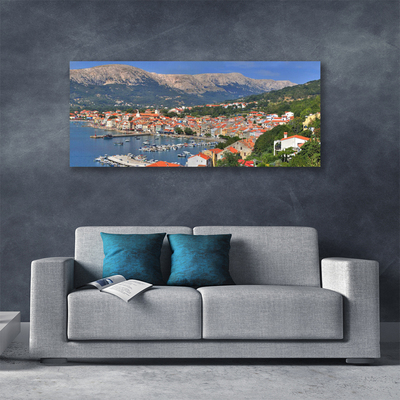 Canvas print City mountain sea landscape multi