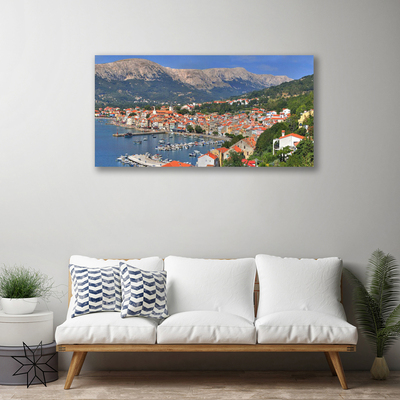 Canvas print City mountain sea landscape multi