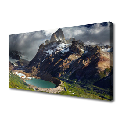 Canvas print Mountain bay landscape brown green grey