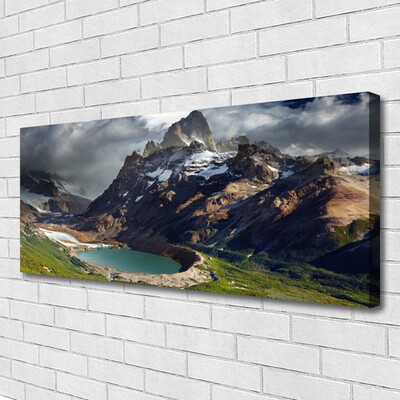 Canvas print Mountain bay landscape brown green grey