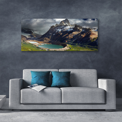 Canvas print Mountain bay landscape brown green grey