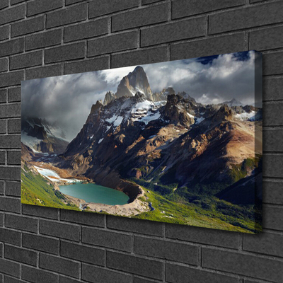 Canvas print Mountain bay landscape brown green grey