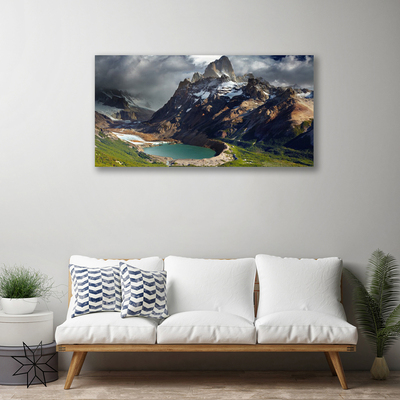 Canvas print Mountain bay landscape brown green grey