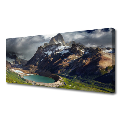 Canvas print Mountain bay landscape brown green grey