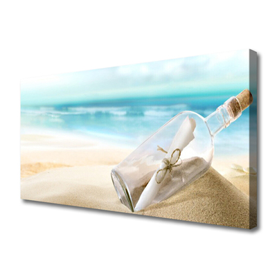 Canvas print Beach bottle art brown