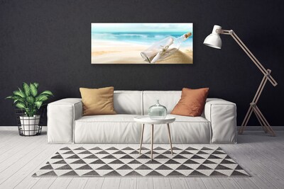 Canvas print Beach bottle art brown