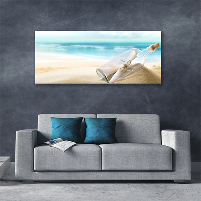 Canvas print Beach bottle art brown