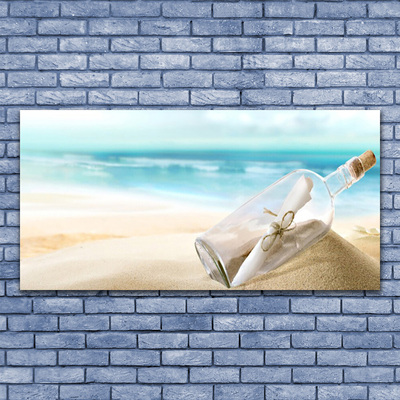 Canvas print Beach bottle art brown