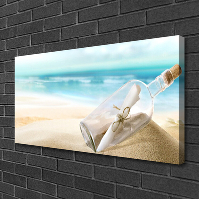 Canvas print Beach bottle art brown