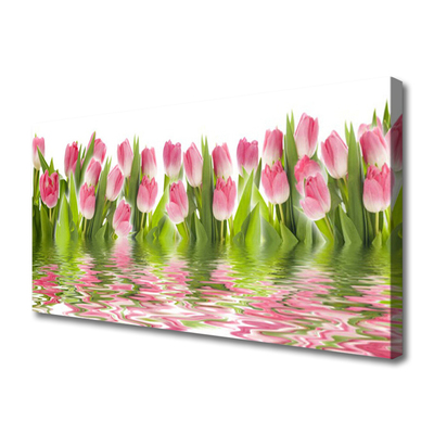 Canvas Wall art Tulips floral pink green