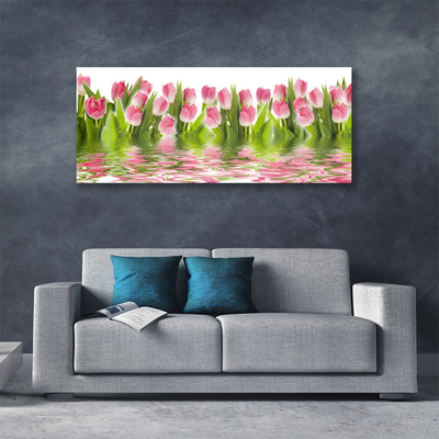 Canvas Wall art Tulips floral pink green