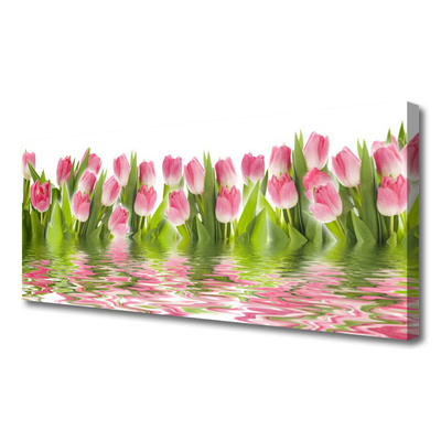 Canvas Wall art Tulips floral pink green