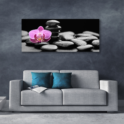 Canvas Wall art Flower stones art pink black