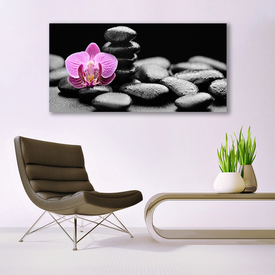 Canvas Wall art Flower stones art pink black