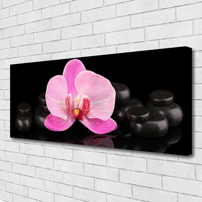 Canvas Wall art Flower stones floral pink black