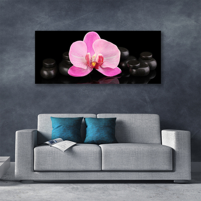 Canvas Wall art Flower stones floral pink black