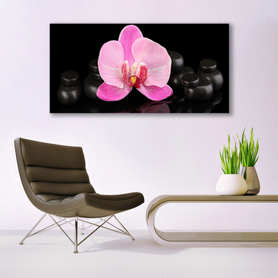 Canvas Wall art Flower stones floral pink black