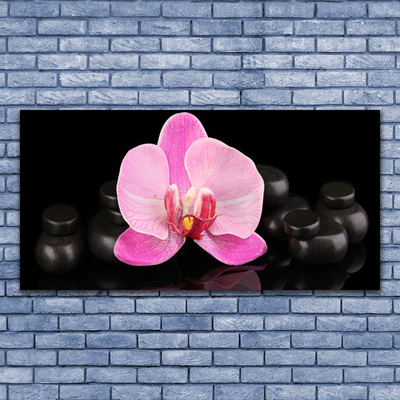 Canvas Wall art Flower stones floral pink black