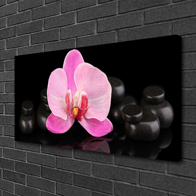 Canvas Wall art Flower stones floral pink black