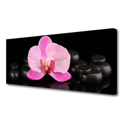Canvas Wall art Flower stones floral pink black