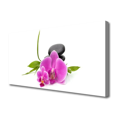 Canvas Wall art Flower stones floral pink black