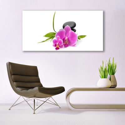 Canvas Wall art Flower stones floral pink black