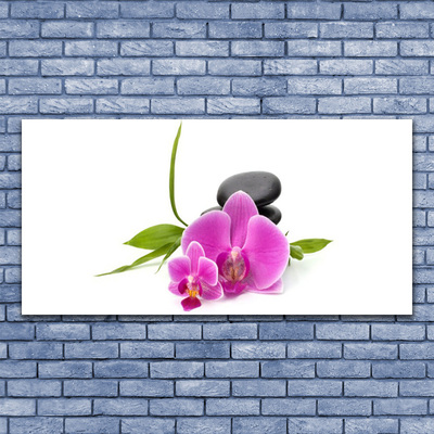 Canvas Wall art Flower stones floral pink black