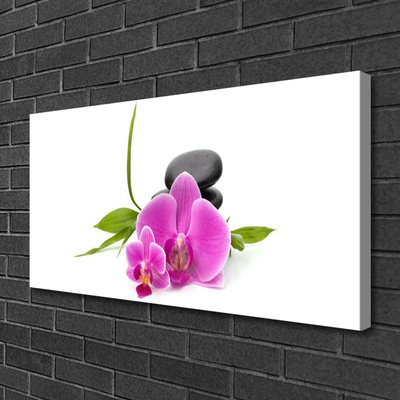 Canvas Wall art Flower stones floral pink black