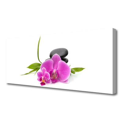 Canvas Wall art Flower stones floral pink black