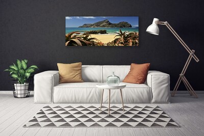 Canvas Wall art Beach sea rocks landscape brown blue grey