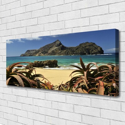 Canvas Wall art Beach sea rocks landscape brown blue grey