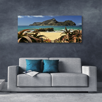 Canvas Wall art Beach sea rocks landscape brown blue grey