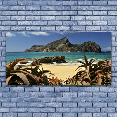 Canvas Wall art Beach sea rocks landscape brown blue grey