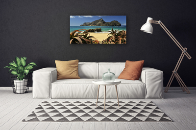 Canvas Wall art Beach sea rocks landscape brown blue grey