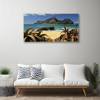 Canvas Wall art Beach sea rocks landscape brown blue grey