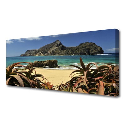 Canvas Wall art Beach sea rocks landscape brown blue grey