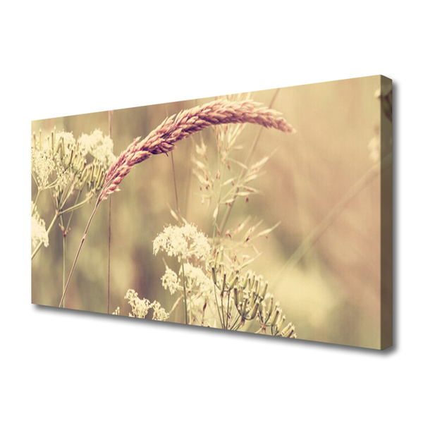 Canvas Wall art Wild plants floral white brown