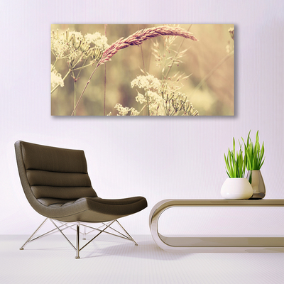 Canvas Wall art Wild plants floral white brown