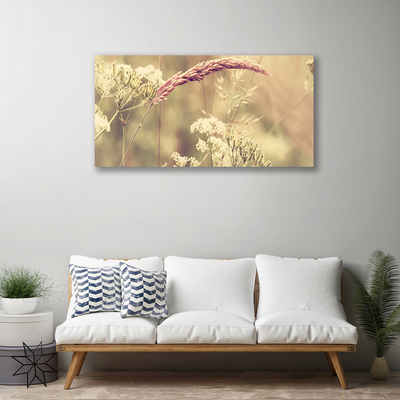 Canvas Wall art Wild plants floral white brown