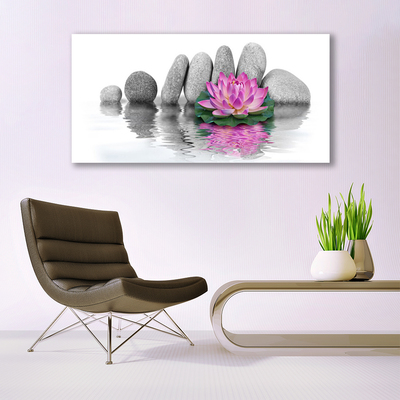 Canvas Wall art Flower stones art pink grey