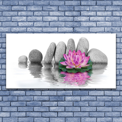 Canvas Wall art Flower stones art pink grey