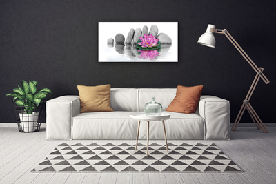 Canvas Wall art Flower stones art pink grey