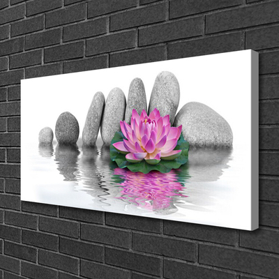 Canvas Wall art Flower stones art pink grey