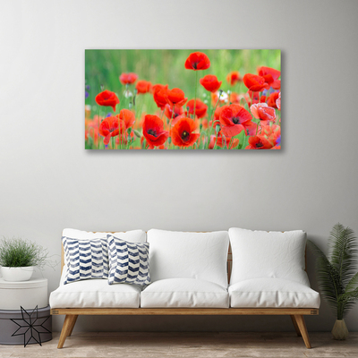 Canvas Wall art Poppies floral red black