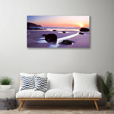 Canvas Wall art Beach landscape purple