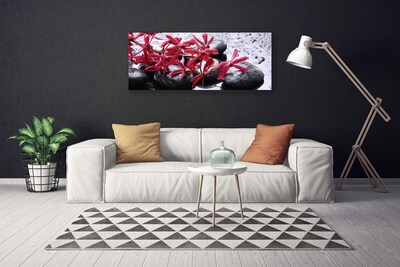 Canvas Wall art Flower stones art black red