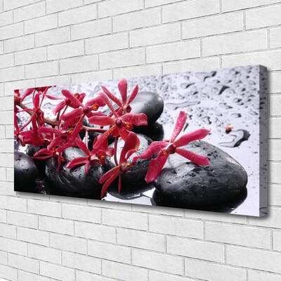 Canvas Wall art Flower stones art black red