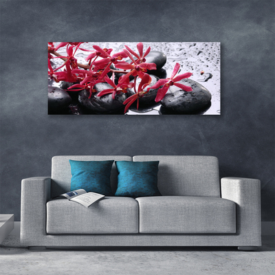 Canvas Wall art Flower stones art black red