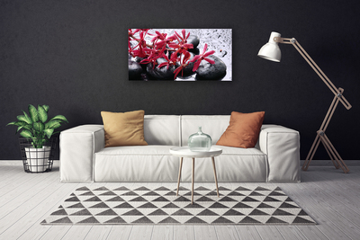 Canvas Wall art Flower stones art black red